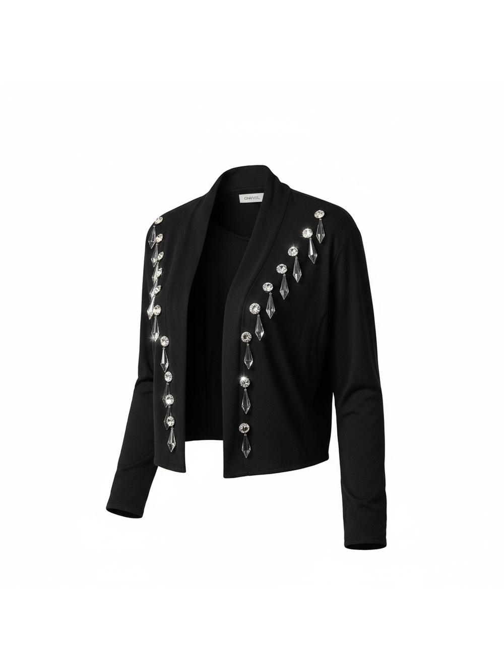 Black Crystal Drop Embellished Evening Jacket